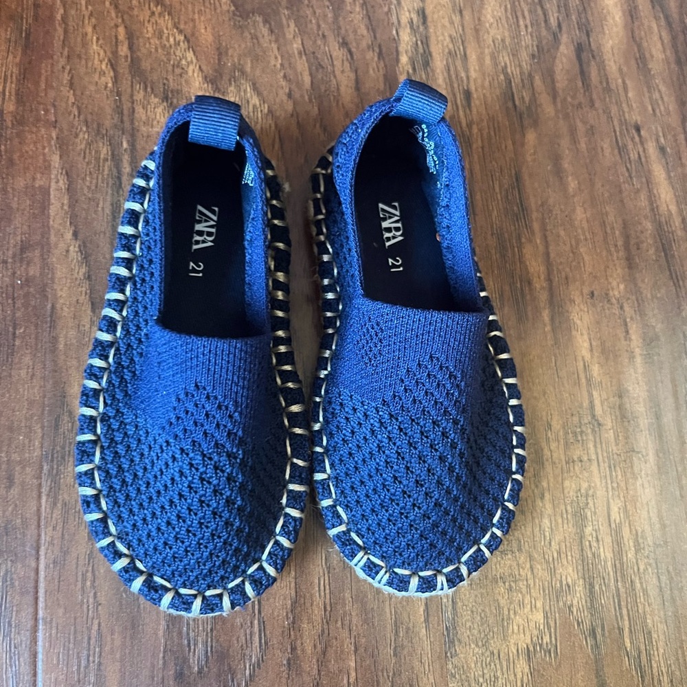 Zara Kids Navy Blue Jute Espadrilles Unisex Toddler Size 5.5 (21)